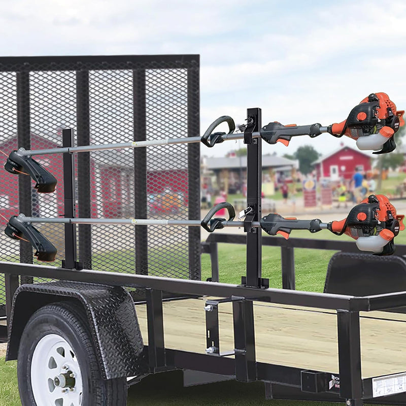 Trimmer Racks Weedeater Rack Lockable Weed Eater Racks for Open Trailer Truck Holder Lawn Equipment Accessories with 2 Locks