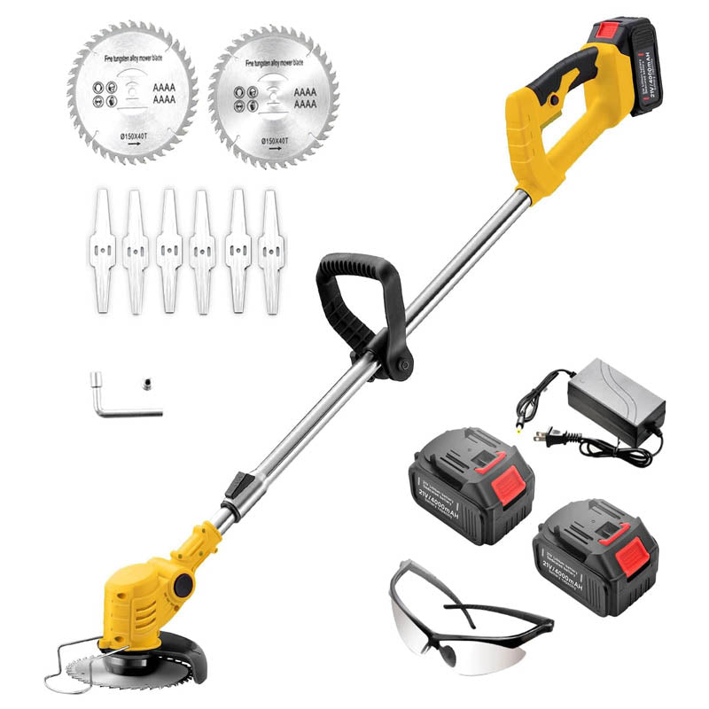 Trimmer & Edger 6 inch round manganese steel saw blades Cordless Brush Cutter 21V 4.0Ah Batteries and Metal Blades