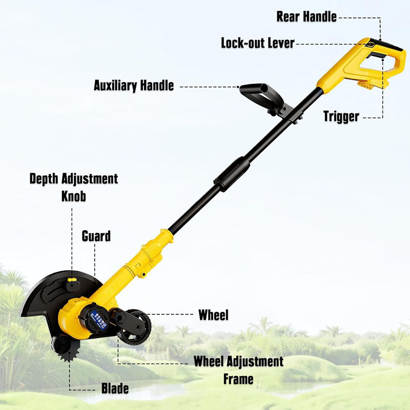 Trimmer & Edger 20 V Battery Powered Cordless Edger 9 inch Adjustable Depth Blade for Landscaping Driveways Borders