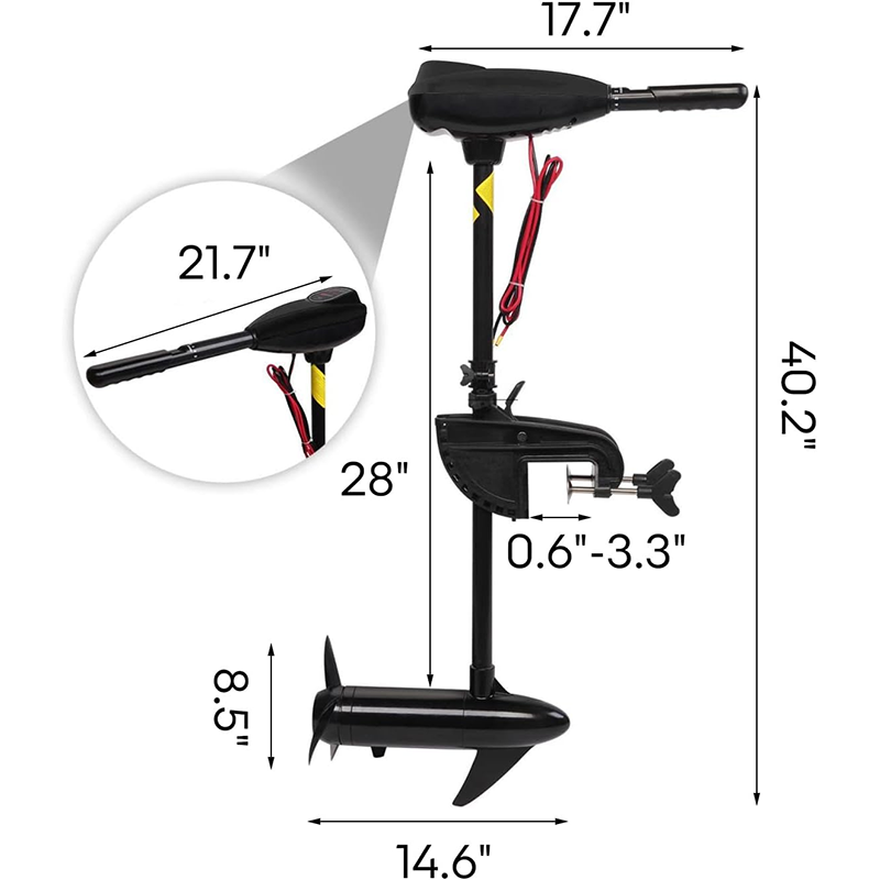 86 Lbs Thrust 8 Speed Electric Outboard Trolling Motor For Fishing Boat Saltwater Transom Mount With Adjustable Handle, 24V 28" Shaft