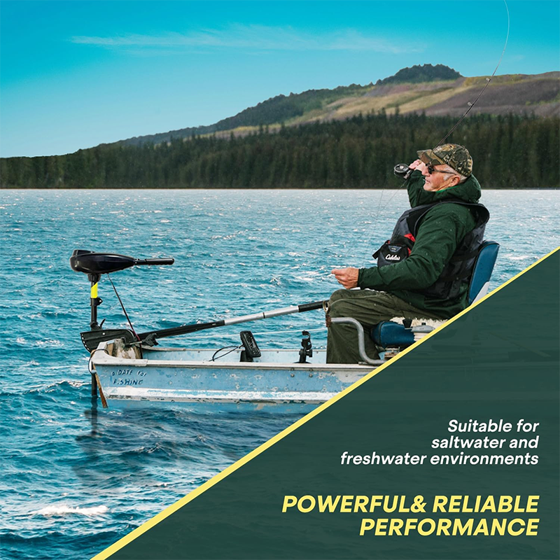 86 Lbs Thrust 8 Speed Electric Outboard Trolling Motor For Fishing Boat Saltwater Transom Mount With Adjustable Handle, 24V 28" Shaft