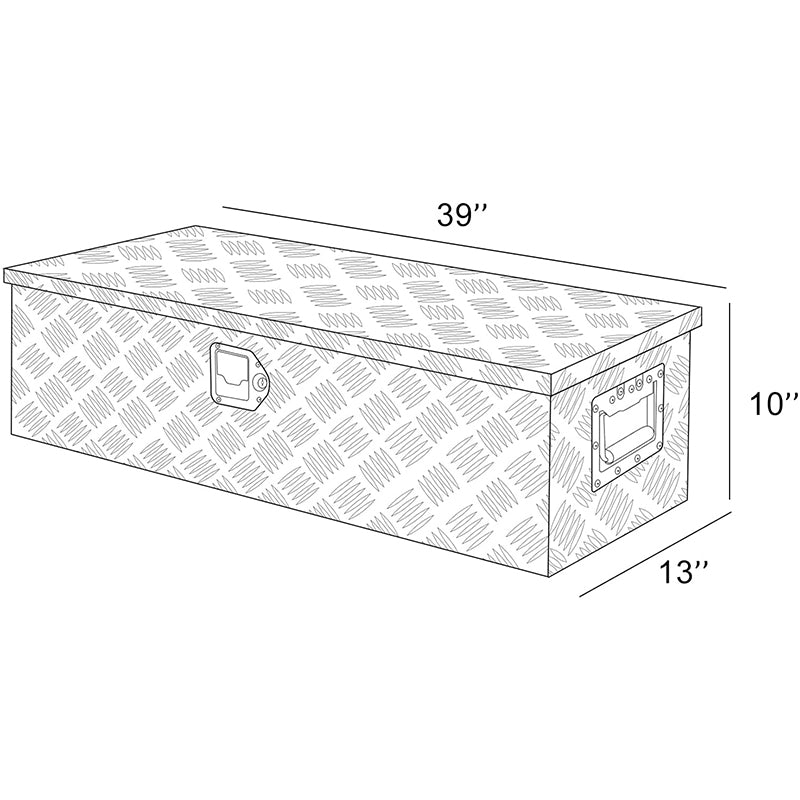 39" Heavy Duty Aluminum Stripes Plated Tool Box Pick Up Truck Toolbox Storage Organizer with Side Handle, Lock and Keys