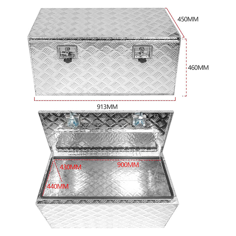 36" x 18" x 18" Silver Truck Tool Box Pickup Truck Bed Toolbox Heavy Duty Aluminum Truck Box Storage Organizer with Lock & Keys