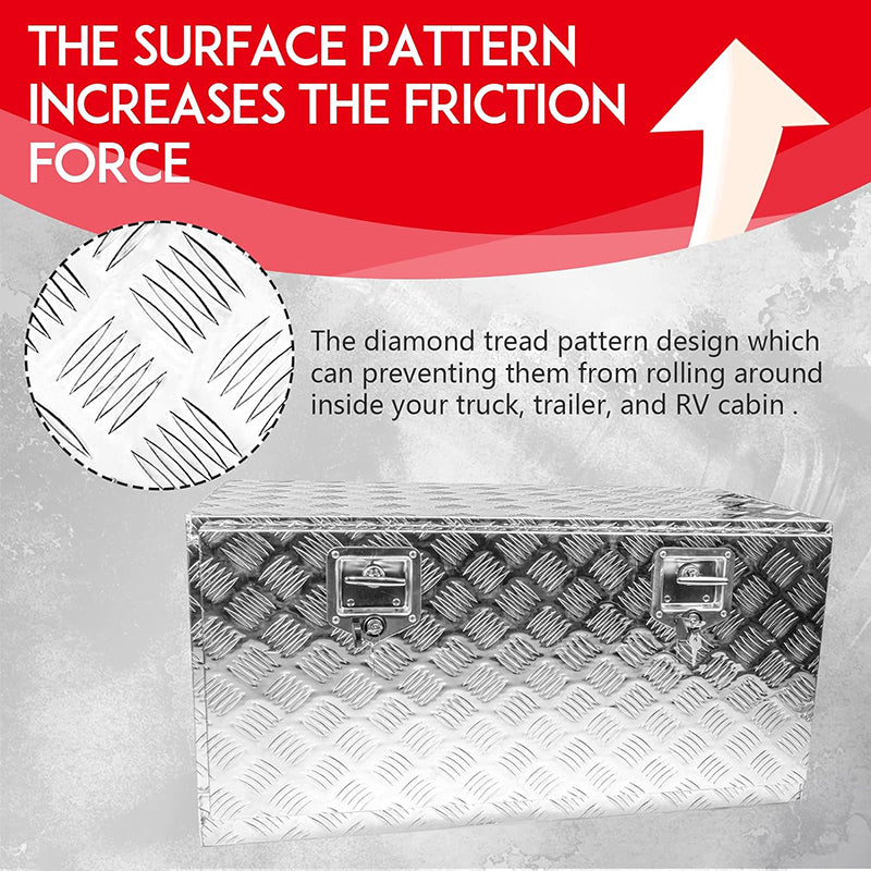 36" x 18" x 18" Silver Truck Tool Box Pickup Truck Bed Toolbox Heavy Duty Aluminum Truck Box Storage Organizer with Lock & Keys