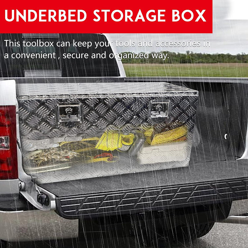 36" x 18" x 18" Silver Truck Tool Box Pickup Truck Bed Toolbox Heavy Duty Aluminum Truck Box Storage Organizer with Lock & Keys