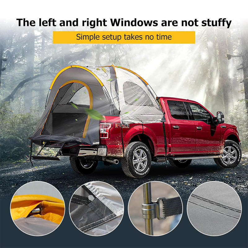 Truck Tent For 6.5-8 Ft Truck Bed, Pickup Truck Bed Tent Double Layer Waterproof Pu2000mm For Camping