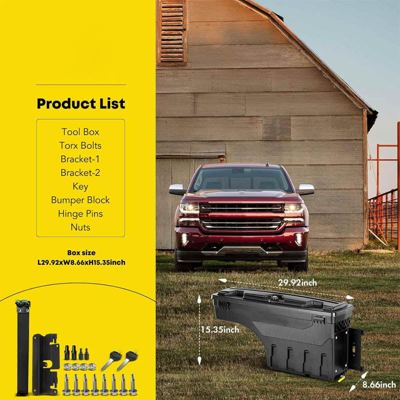 Truck Tool Boxes Lockable Compatible with 2007-2019 Chevrolet Silverado & GMC Sierra 1500 2500 3500 Passenger Side