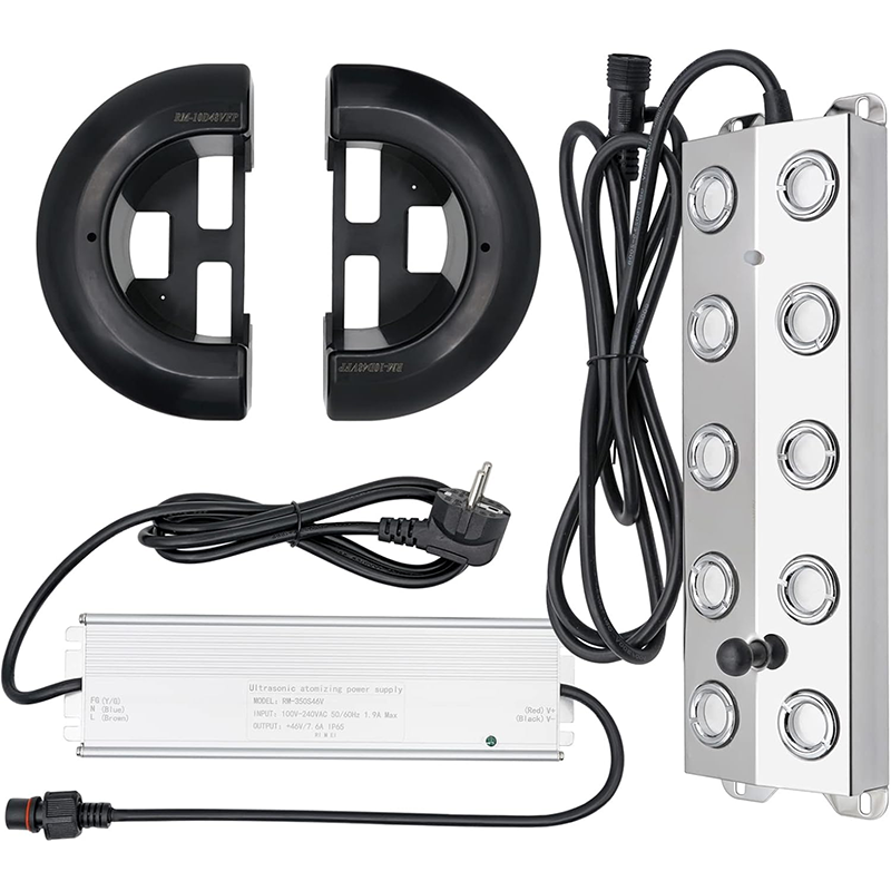 Ultrasonic Mist Maker ,Atomizer 10 Heads, 7L/H Ultrasonic Atomizer With 350W Waterproof Power Supply, Heavy Mist Device, Garden Mist Humidifier, Pond Mist Device, Suitable For Gardening Greenhouse Landscape