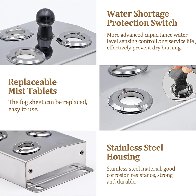 Ultrasonic Mist Maker 10 heads 6L/H Ultrasonic Atomizer with 300W Waterproof Power Supply Heavy Mist Device Garden Atomizer Humidifier Pond Atomizer for Gardening Greenhouse Landscape