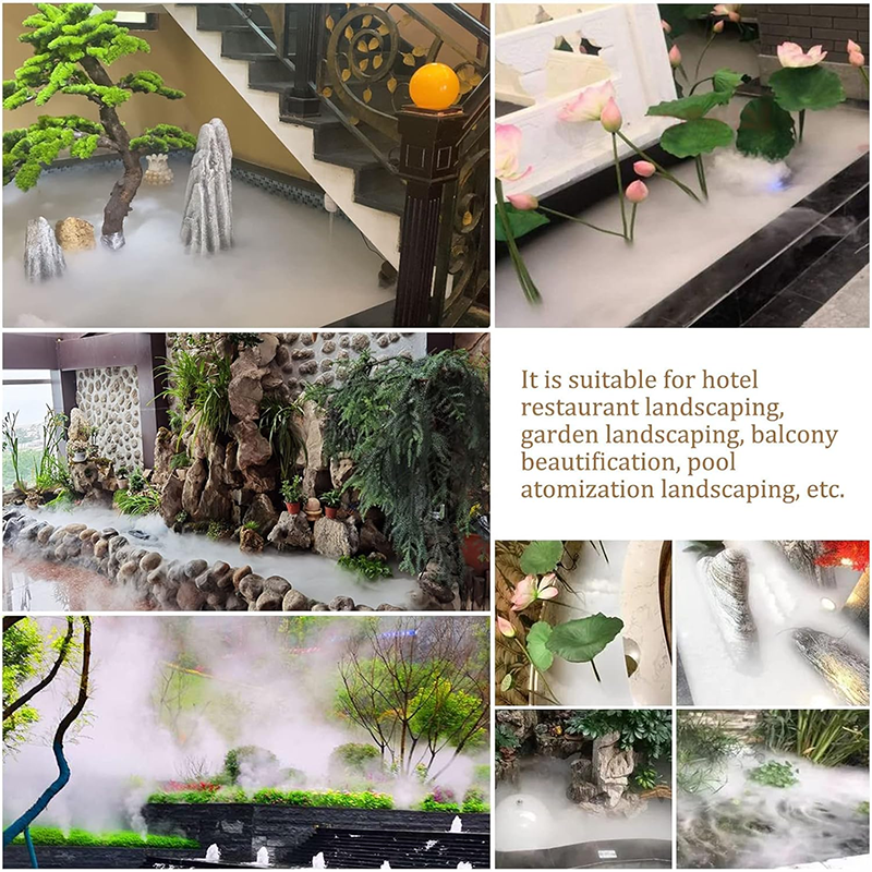 Ultrasonic Mist Maker 10 heads 6L/H Ultrasonic Atomizer with 300W Waterproof Power Supply Heavy Mist Device Garden Atomizer Humidifier Pond Atomizer for Gardening Greenhouse Landscape