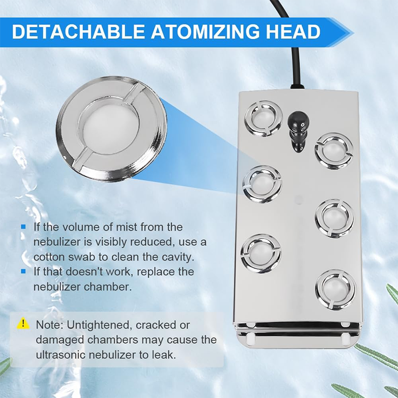 6-Head Ultrasonic Mist Maker With Power Supply, Atomizer Fountain For Rockery/Pond/Fish Pond Atomization