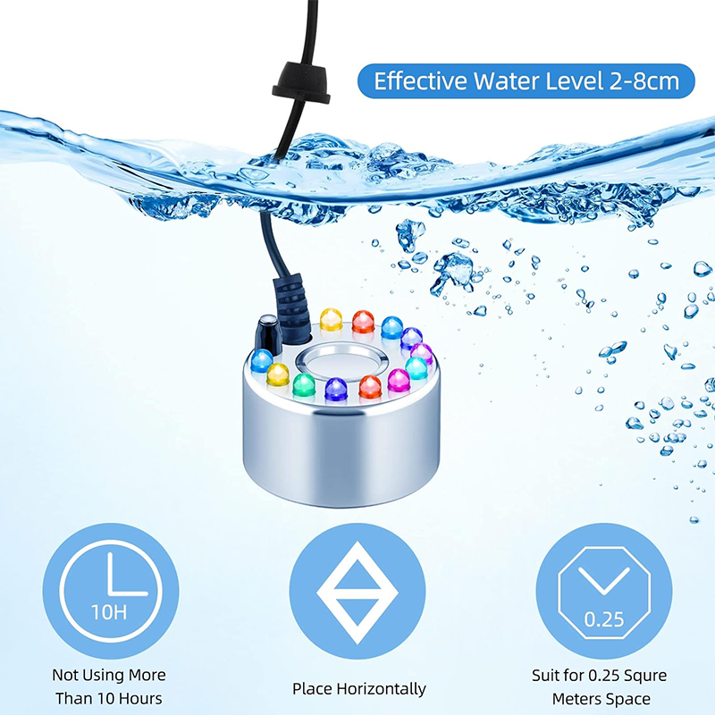 Ultrasonic Mist Maker 2pcs Sprayer Small Ultrasonic Smoke Machine Fountain Halloween Cauldron Sprayer Water Garden Pond Sprayer Air Humidifier with 12 LED Lights Flashing for Party