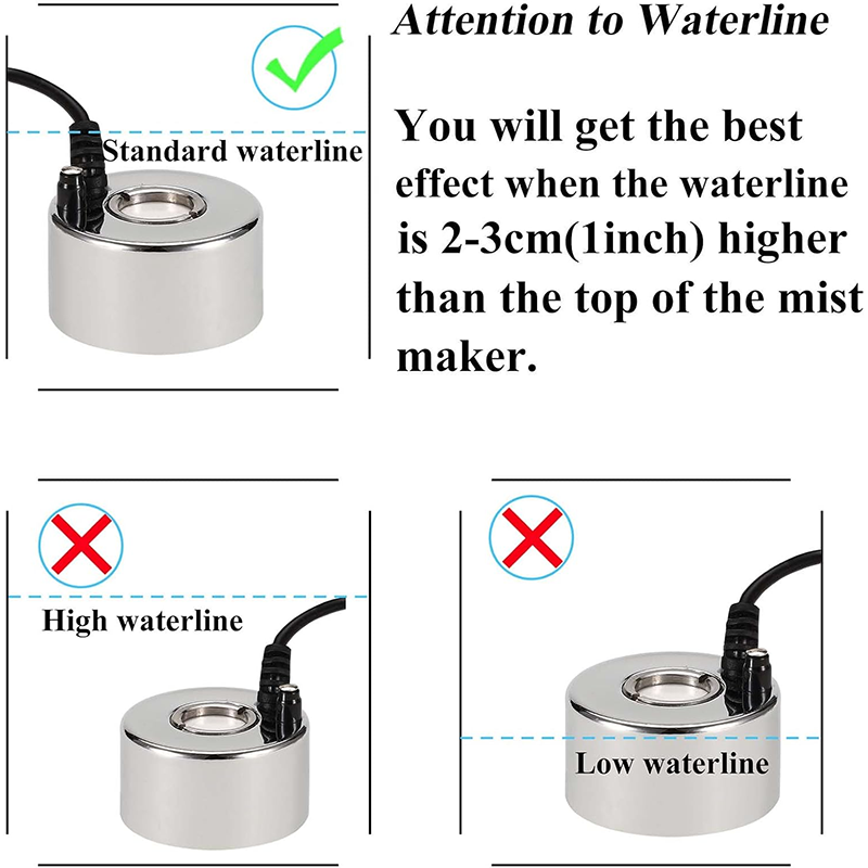 Ultrasonic Mist Maker Indoor Fountain Small Atomizer Waterscape AC/DC Adapter Atomizer Pond Stainless Steel Atomizer Rockery Ultrasonic Humidifier Plant Sprayer Decoration