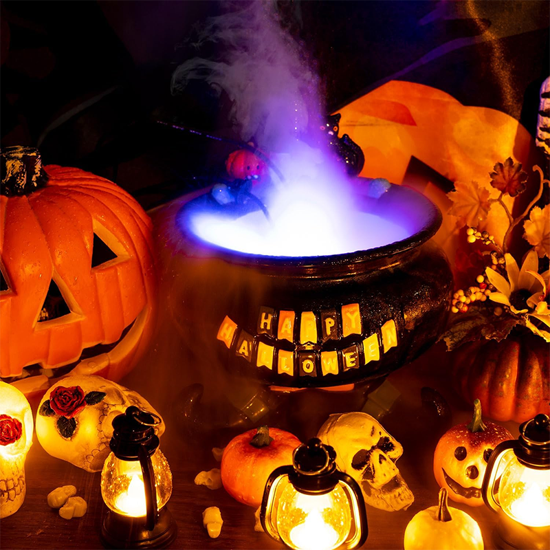 Halloween Ultrasonic Mist Maker , 12 LED Lights Mini Water Mist, Small Fountain Water Mist for Halloween Cauldron, Fish Tank