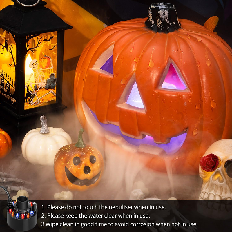 Halloween Ultrasonic Mist Maker , 12 LED Lights Mini Water Mist, Small Fountain Water Mist for Halloween Cauldron, Fish Tank