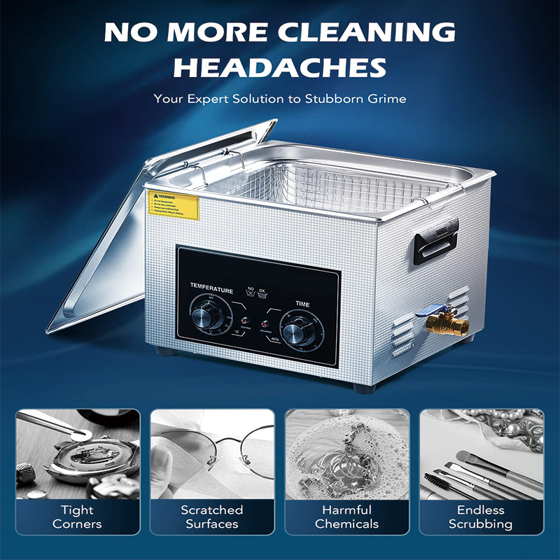 15L Ultrasonic Cleaner, 40kHz Digital Sonic Cavitation Cleaner with Heater for Jewelry Watch Glasses Circuit Board Dentures Small Parts Dental Instrument