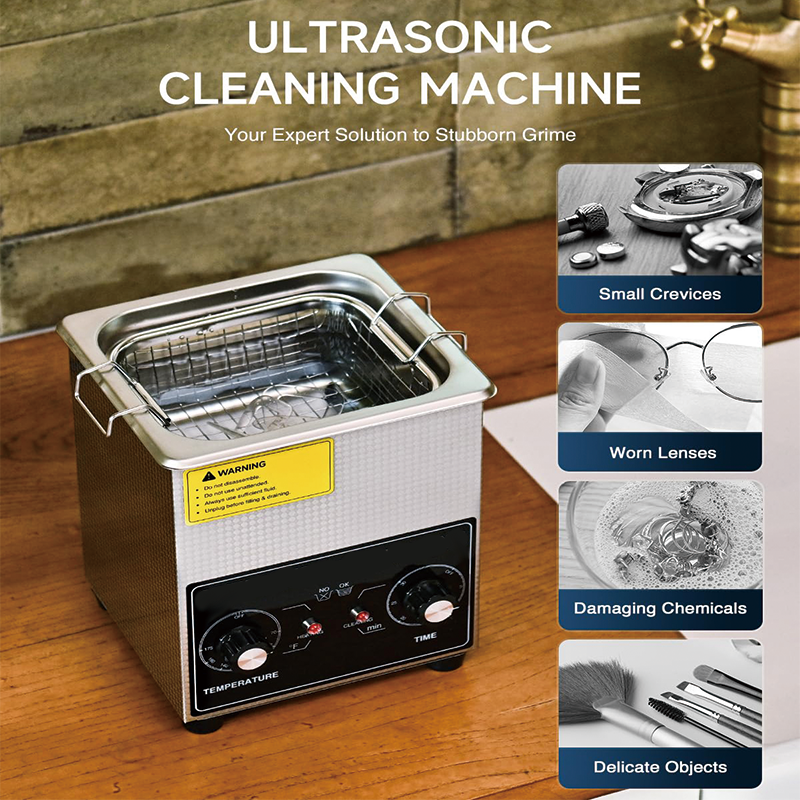 2L Ultrasonic Cleaner, 66W Digital Sonic Cavitation Cleaner with Heater for Jewelry Watch Glasses Circuit Board Dentures Small Parts Dental Instrument