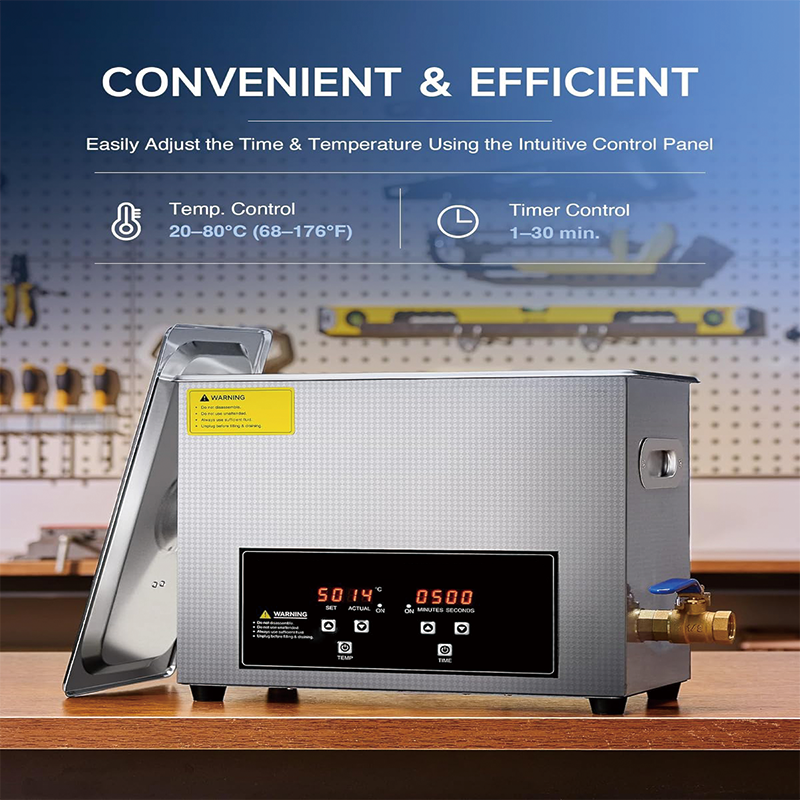 6L Ultrasonic Cleaner, Digital Sonic Cavitation Cleaner with Heater for Jewelry Watch Glasses Circuit Board Dentures Small Parts Dental Instrument