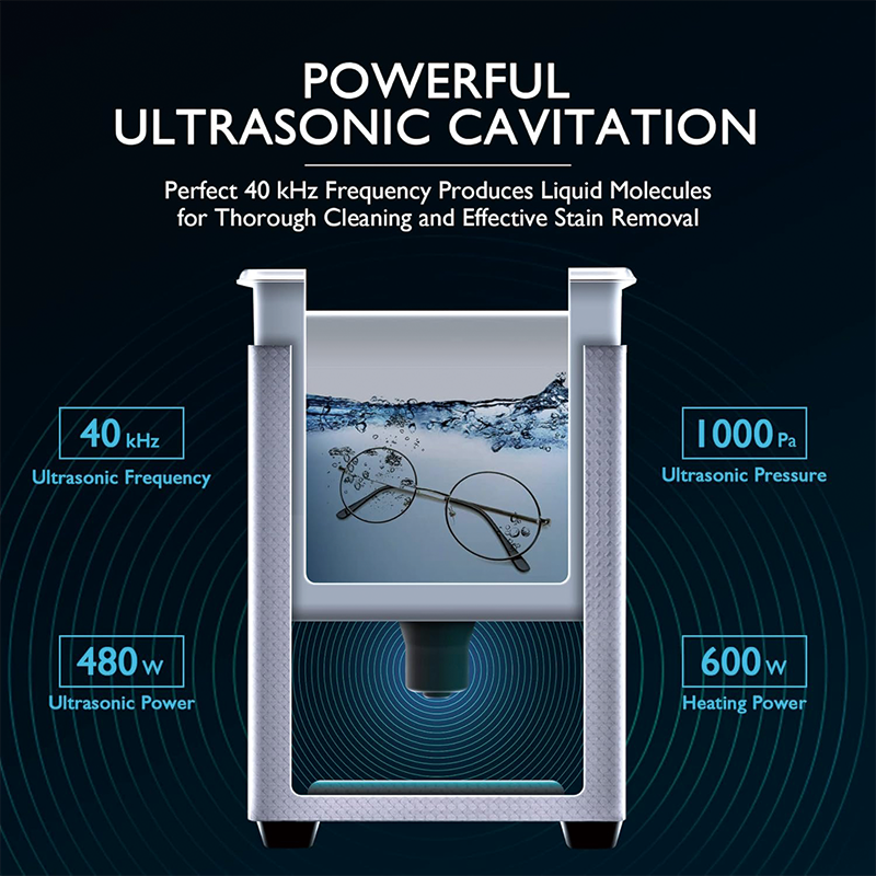 22L Ultrasonic Cleaner, 480W Digital Sonic Cavitation Cleaner with Heater for Jewelry Watch Glasses Circuit Board Dentures Small Parts Dental Instrument