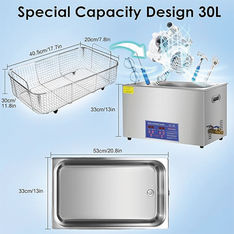 Ultrasonic Cleaner 30L Ultrasonic Cleaner for Cleaning Ultrasonic Parts Cleaner Fit for Professional Tools,Metal Parts,Jewelry,Eyeglasses,Ultrasonic Cleaner with Digital Heater Timer and Cleaner Basket