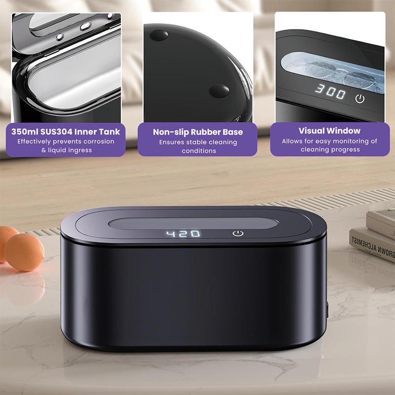 Ultrasonic Cleaner, 48Khz 12oz Professional Ultrasonic Cleaner for Eyeglasses, Rings, Necklaces, Watches, Dentures