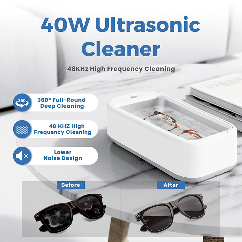 Ultrasonic Cleaner, 40W 22oz 48KHz Portable Professional Ultrasonic Cleaner for Eyeglass, Watches, Ring, Blade Razor