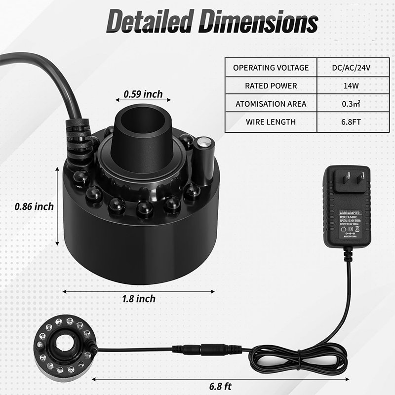 Halloween Ultrasonic Mist Maker , 12 LED Lights Mini Water Mist, Small Fountain Water Mist for Halloween Cauldron, Fish Tank