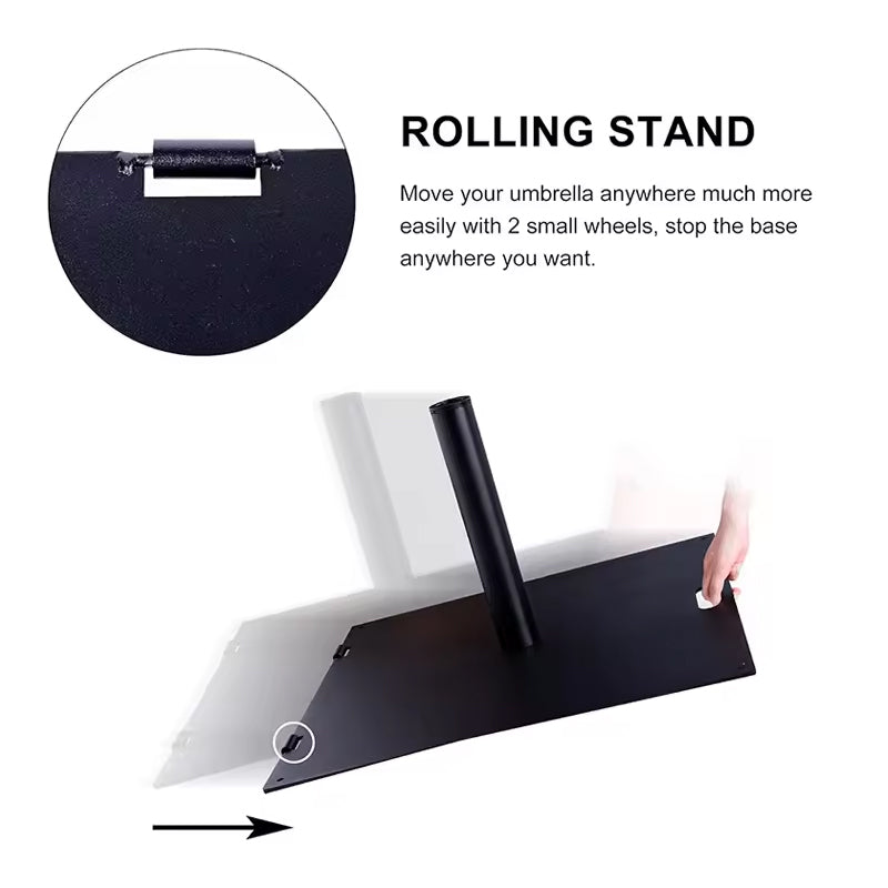 Umbrella Base Stand Garden Backyard Outdoor Patio Space Powder Coated Carbon With 14" Height Pipe Steel Black Umbrella Base