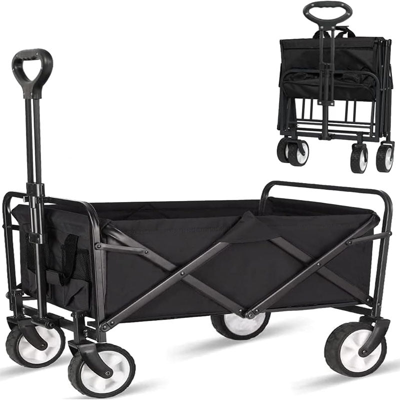 Utility Carts Collapsible Foldable Wagon 200 lbs Load for Sports Shopping Camping Black