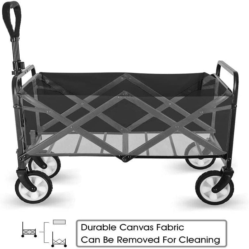 Utility Carts Collapsible Foldable Wagon 200 lbs Load for Sports Shopping Camping Black