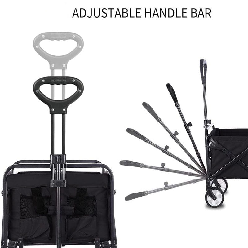Utility Carts Collapsible Foldable Wagon 200 lbs Load for Sports Shopping Camping Black