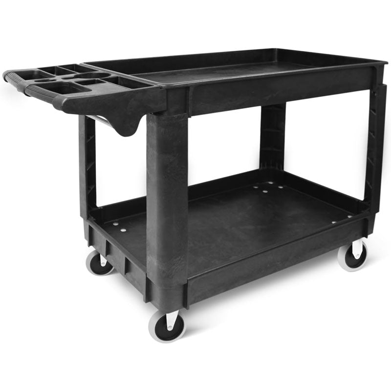 500-lb Utility Carts 2 Shelf 550LBS Heavy Duty Plastic Rolling Utility Cart with 360° Swivel Wheels