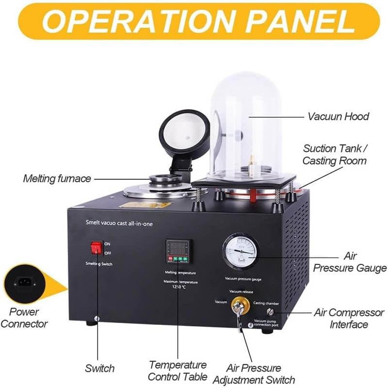 2L Vacuum Investing Casting with Melting Furnace Vacuum Jewelry Casting for Invested Flasks and RTV Molds