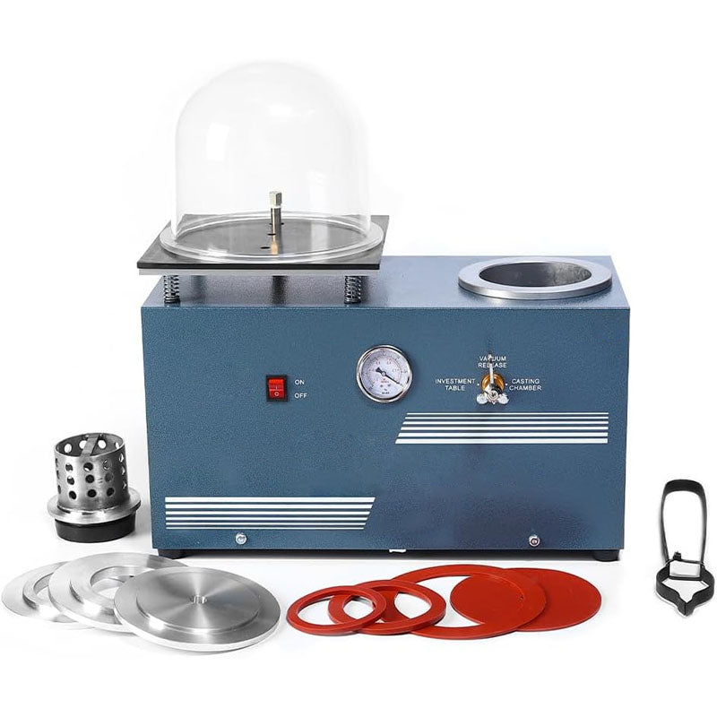 2L Vacuum Investing Casting Machine with 3 CFM Pump Casting and Bell Jar for Jewelry Casting Molds Processing
