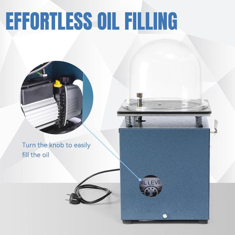 2L Vacuum Investing Casting Machine with 3 CFM Pump Casting and Bell Jar for Jewelry Casting Molds Processing