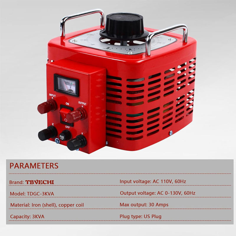 3000W Variable Transformer 110V Input Variac Variable AC Voltage Regulator Metered for Home Industrial Office