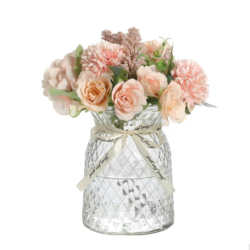 Creative Simple Transparent Large-Mouth Glass Vase, Ins Wind Lily Rose Flower Living Room Home Ornaments