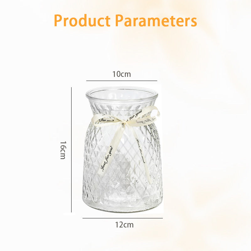 Creative Simple Transparent Large-Mouth Glass Vase, Ins Wind Lily Rose Flower Living Room Home Ornaments