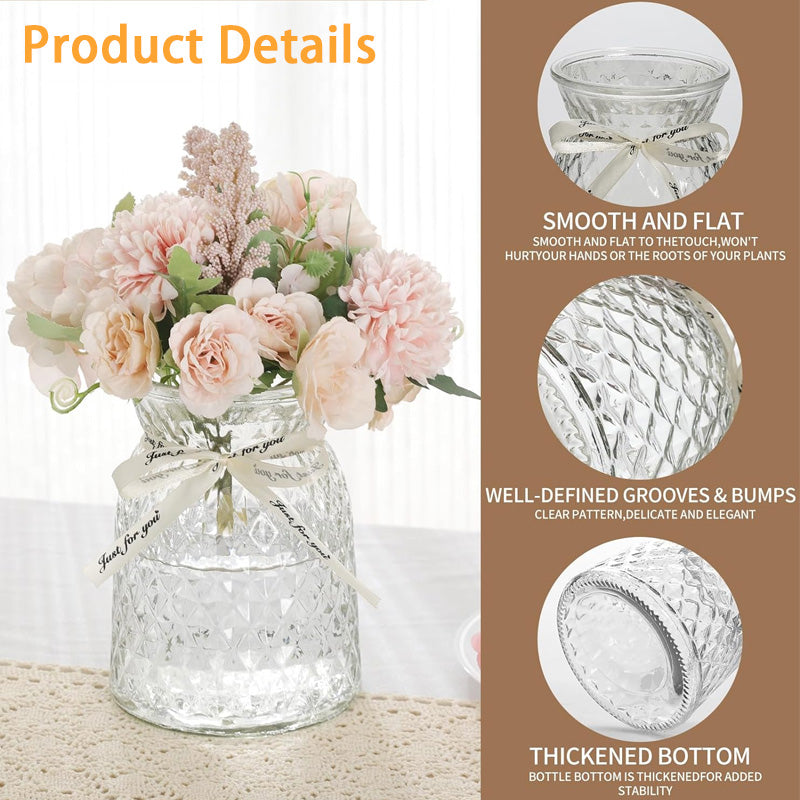 Creative Simple Transparent Large-Mouth Glass Vase, Ins Wind Lily Rose Flower Living Room Home Ornaments