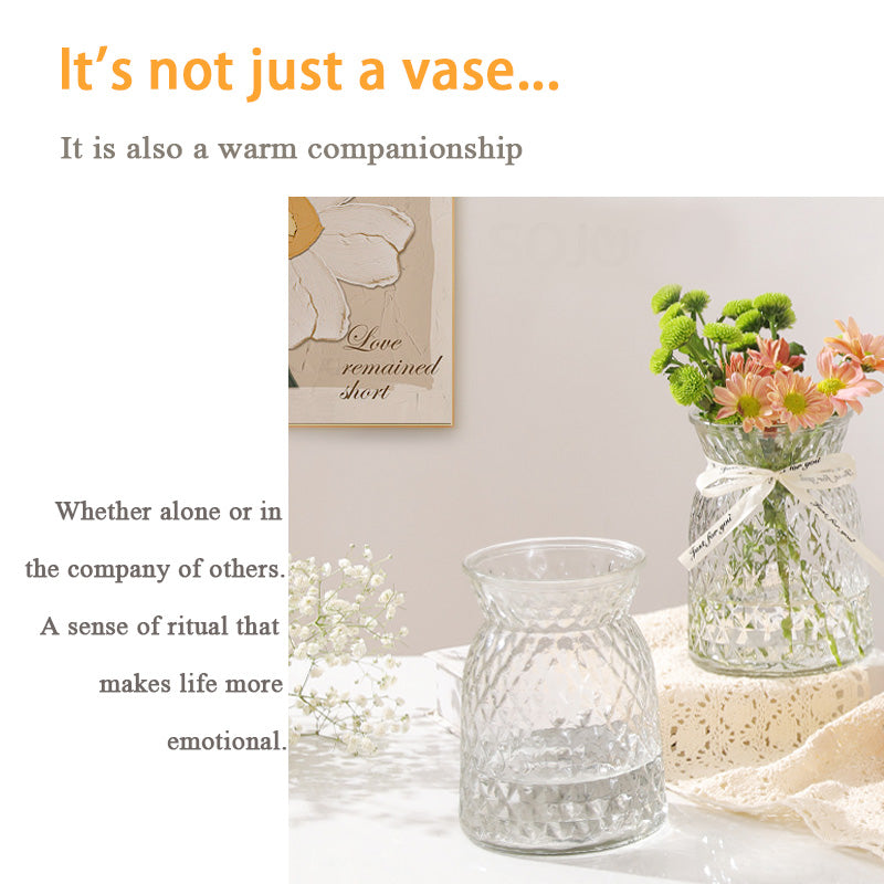 Creative Simple Transparent Large-Mouth Glass Vase, Ins Wind Lily Rose Flower Living Room Home Ornaments