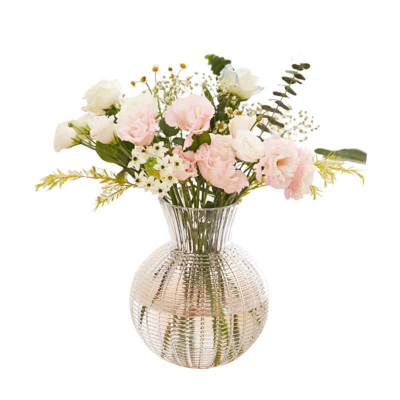 Light Luxury High-End Glass Vase, Living Room Flowers Transparent Flower Arrangement