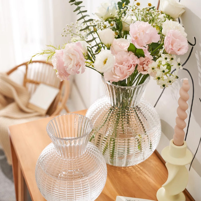 Light Luxury High-End Glass Vase, Living Room Flowers Transparent Flower Arrangement