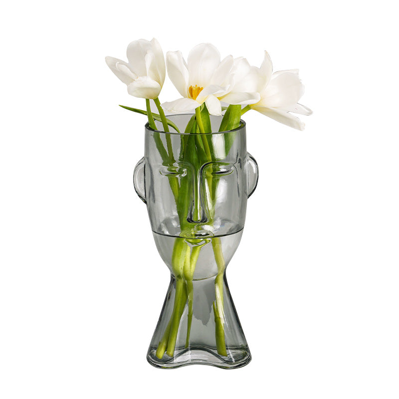 Face glass vase decoration, living room flower arrangement decoration, decoration living room dining table Internet celebrity glass vase
