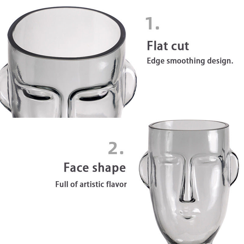 Face glass vase decoration, living room flower arrangement decoration, decoration living room dining table Internet celebrity glass vase