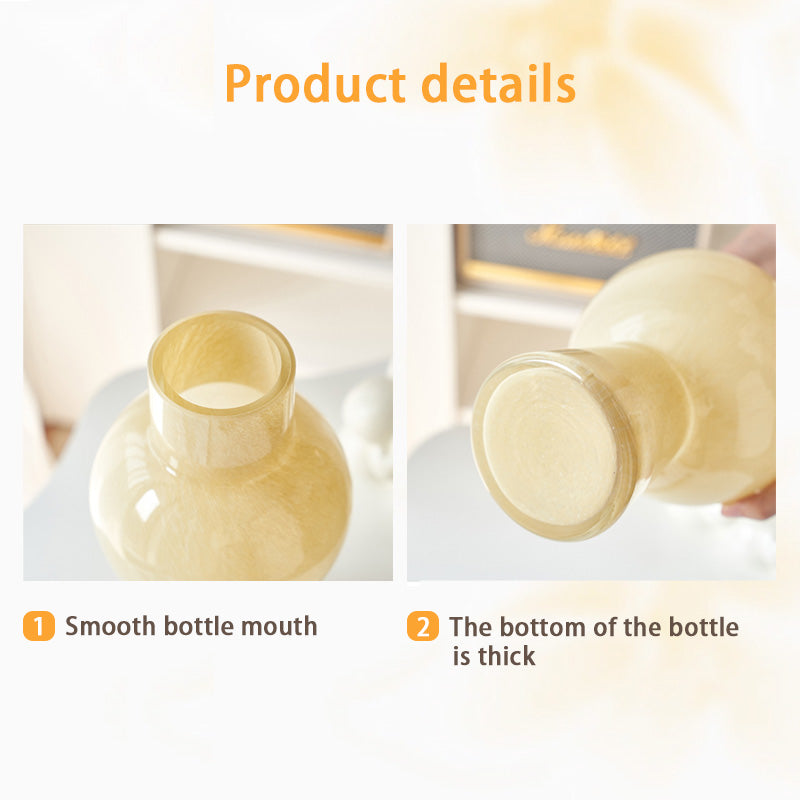 Cream-Style Fenton Medieval Vase, High-End Glazed Glass Vase Ornaments, Light Luxury Flower Arrangement, French Decorative Ornaments