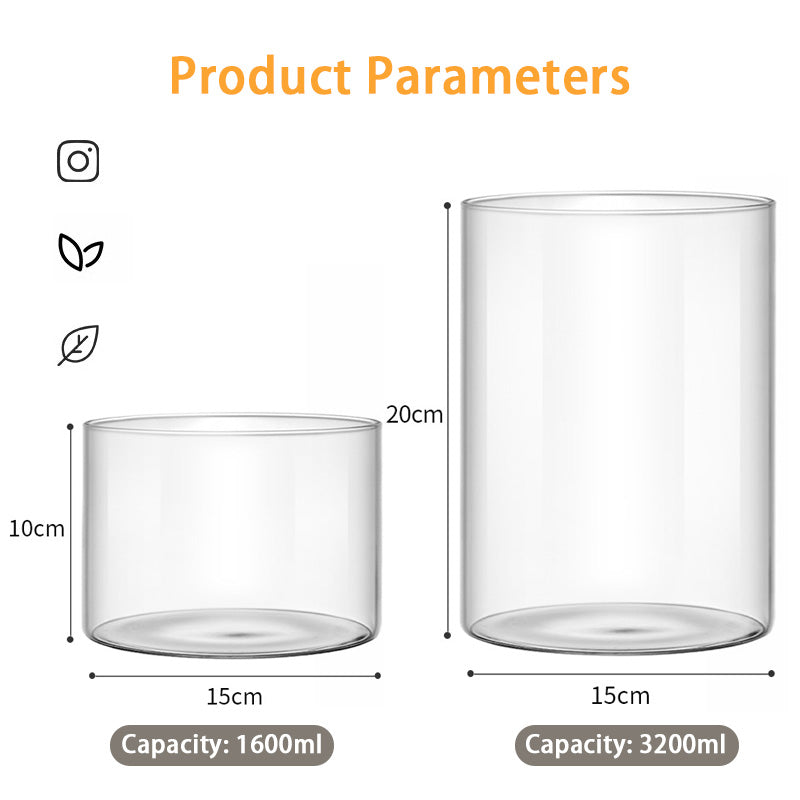 High Borosilicate Glass Vase, Micro Landscape Hydroponic Plant Straight Glass Jar, Ornamental Living Room Flower Arrangement Art Vase