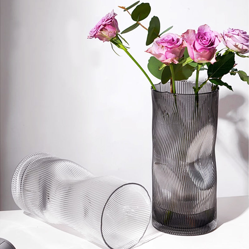 Creative Curves Transparent Glass Vase, Living Room Table Ornaments Hydroponic Dried Fresh Flower Arranger