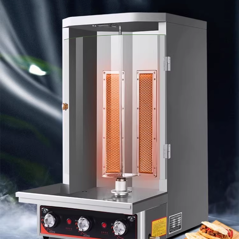 Vertical Rotisserie Gas With Door Ignition Gun Ignition Independent Three-Control Vertical Barbecue Machine Gyro Barbecue Stove Kebab Machine For Home Restaurant Kitchen Party