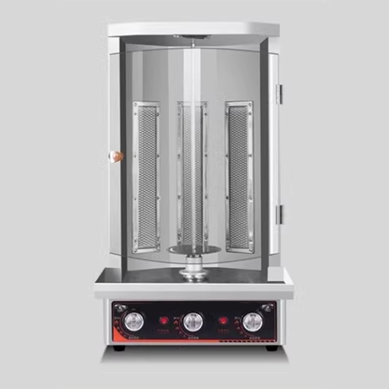 Vertical Rotisserie Gas With Door Ignition Gun Ignition Independent Three-Control Vertical Barbecue Machine Gyro Barbecue Stove Kebab Machine For Home Restaurant Kitchen Party