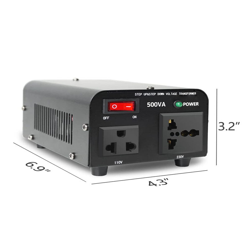500W Voltage Converter Transformer Heavy Duty Step Up/Down Transformer 110/120 Volt - 220/240 Volt